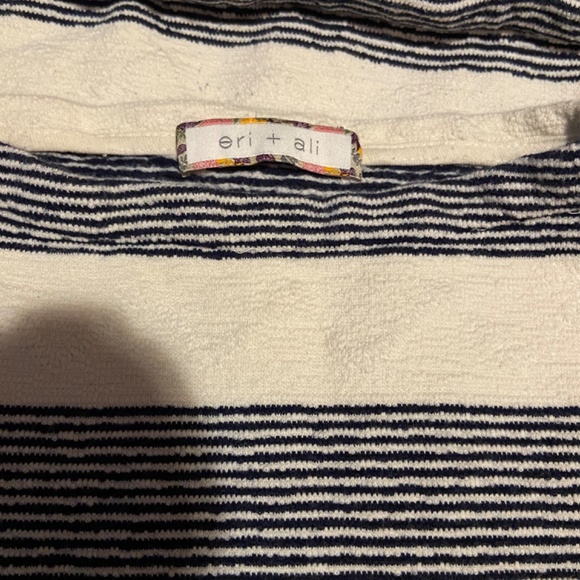 Anthropologie Eri & Ali Navy/ Cream Striped Pullover Sweatshirt, Size  Small - Picture 3 of 9